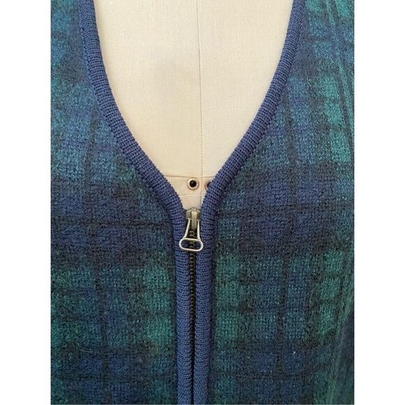 Requirements Wool Full Zip Vest Navy Blue/Green Plaid Sz. XL Preppy Classic Acad - Picture 4 of 6